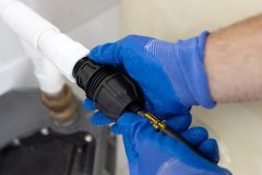 Retro-Line Mini Partially Installed In Small Diameter Drain Pipe